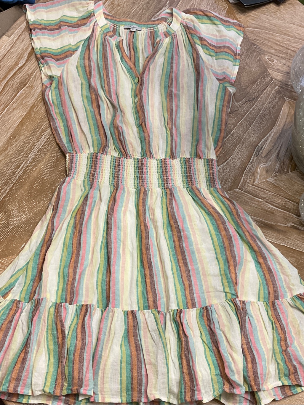 Rails Linen Multicolor Striped Smocked-Waist Dress